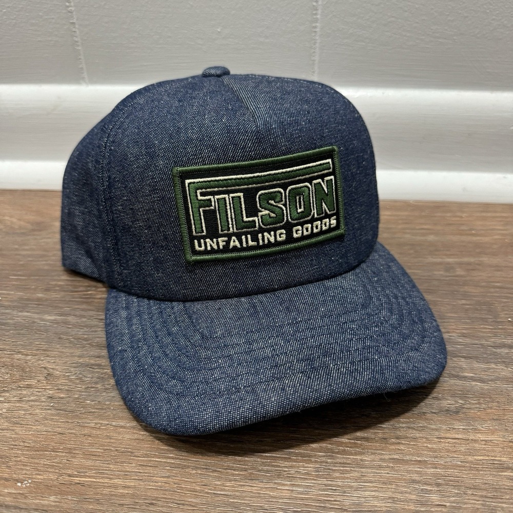 Filson Harvester SnapBack Logo Patch Outdoor Denim Chambray Unfailing Goods‎
